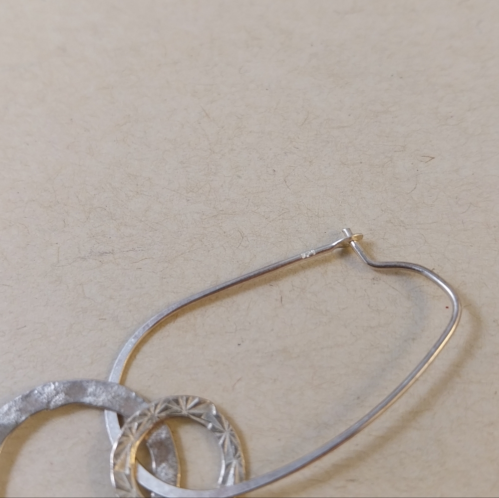 Vintage Sterling Silver Hoop Earrings - Picture 6 of 12